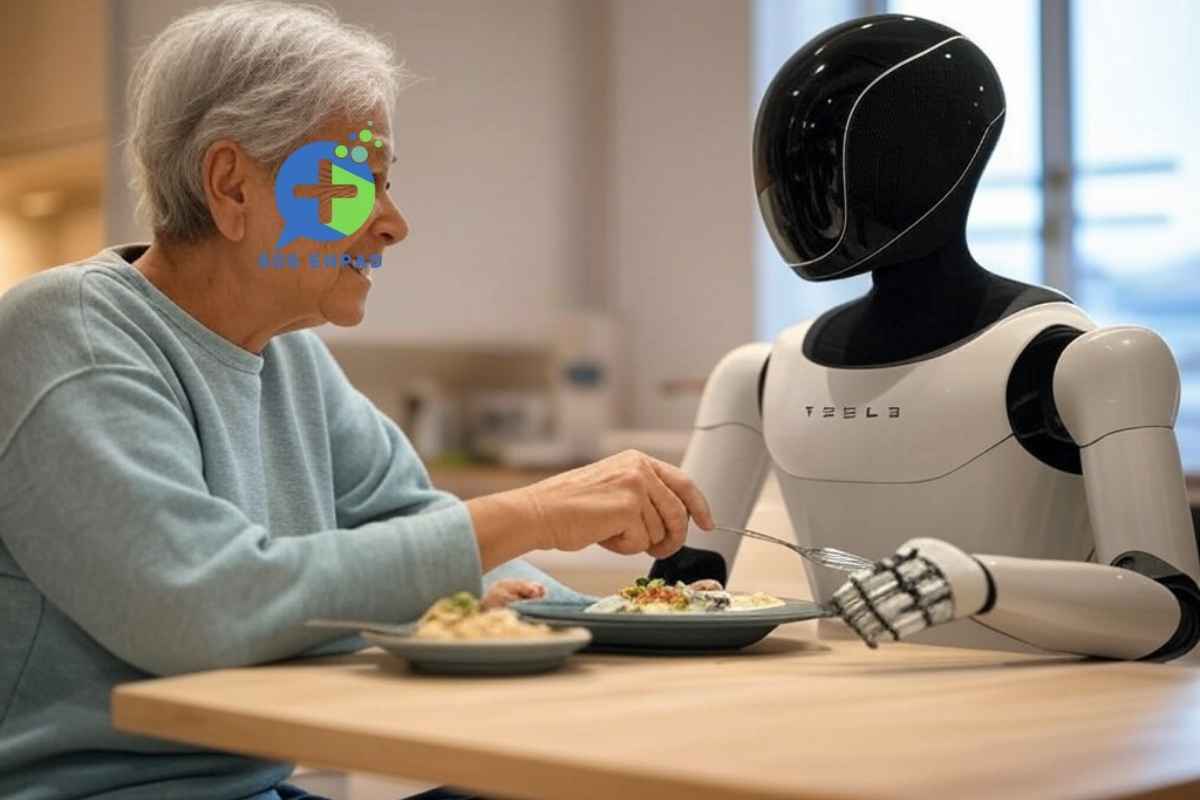 un robot aide une personne âgée en ehpad