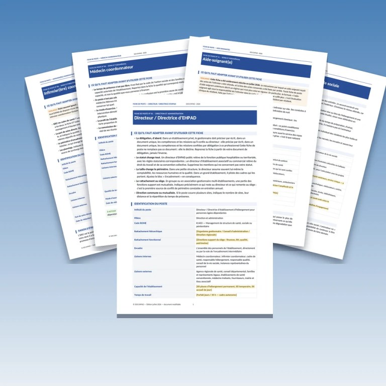 Kit Fiches de Poste EHPAD personnalisables 2026 — 24 fiches Word