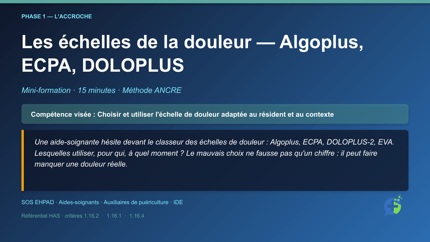 Diapositive d'ouverture de la mini-formation Maîtriser les échelles Algoplus et ECPA