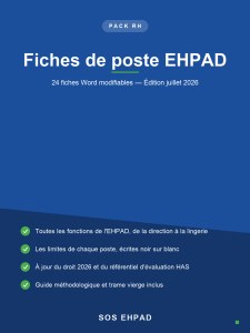 Pack de 24 fiches de poste EHPAD