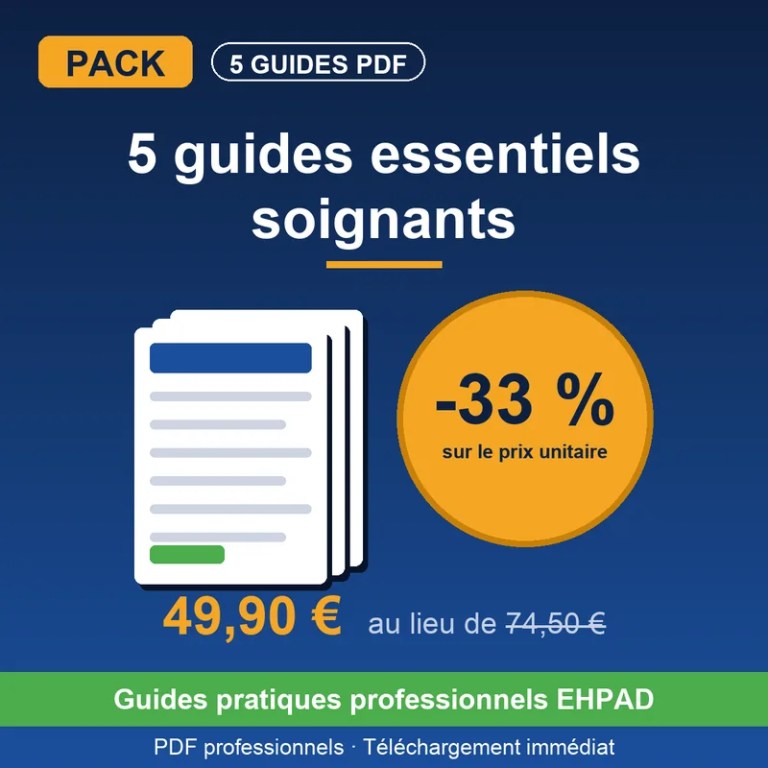 Pack 5 Guides Essentiels SOIGNANTS — Plaies, Médicament, Refus, Agressivité, Bientraitance