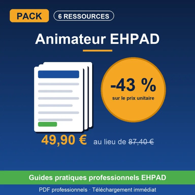 Pack ANIMATEUR EHPAD — 4 guides référence + 1 mini-formation + 1 étude internationale