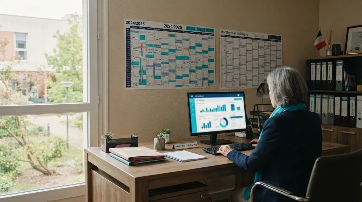 Planning des congés et suivi RH dans le bureau de direction d'un EHPAD public
