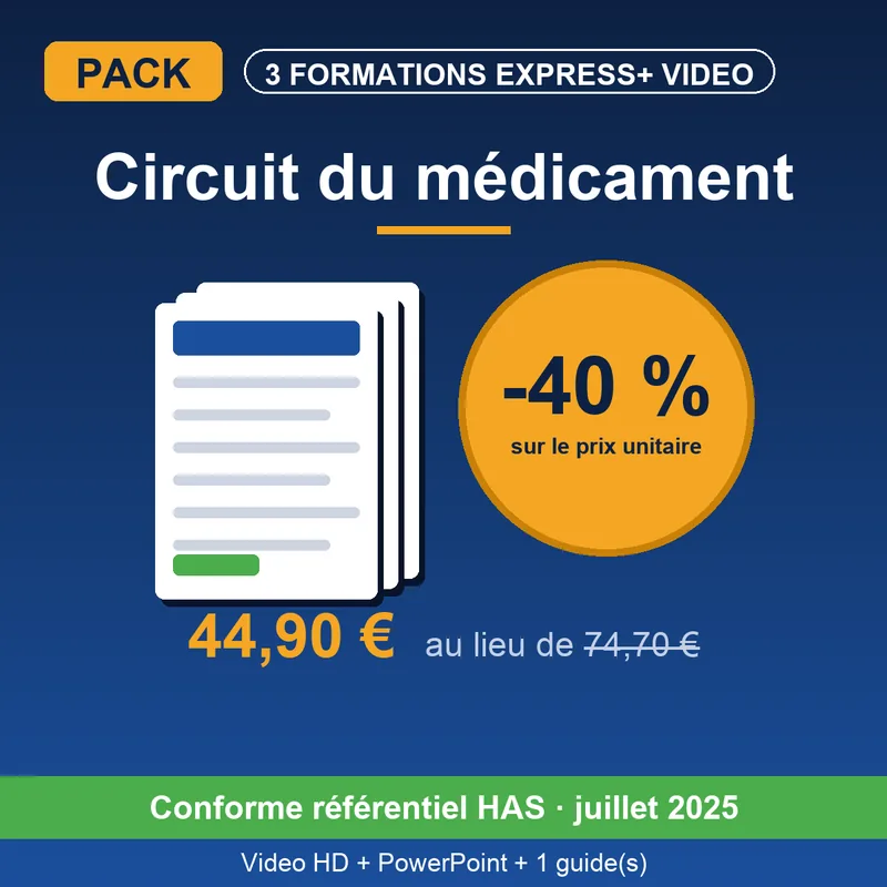 Pack Circuit du médicament — 3 Formations Express+ VIDÉO — SOS EHPAD