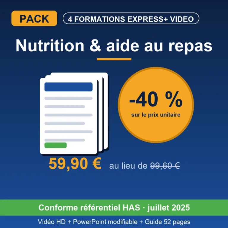 Pack Nutrition & Aide au repas — 4 Formations Express+ VIDÉO