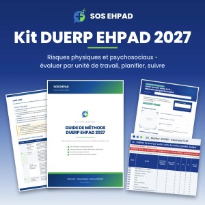 Couverture du Kit DUERP EHPAD 2027 : guide de méthode, Lisez-moi, affiche du questionnaire et tableau de bord du moteur